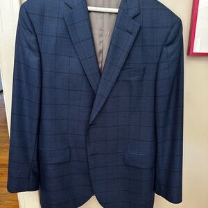 Saks Fifth Avenue Blue Sport Coat with Windowpane Pattern